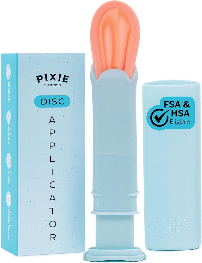 Pixie Cup Pixie Menstrual Disc Applicator for Feminine Care - Inserts Like A Tampon - Every Woman Can Now Use Period Discs - Perfect for Long Nails - Self Sanitizer TPE Properties (Disc Applicator - Blue) - Image 1